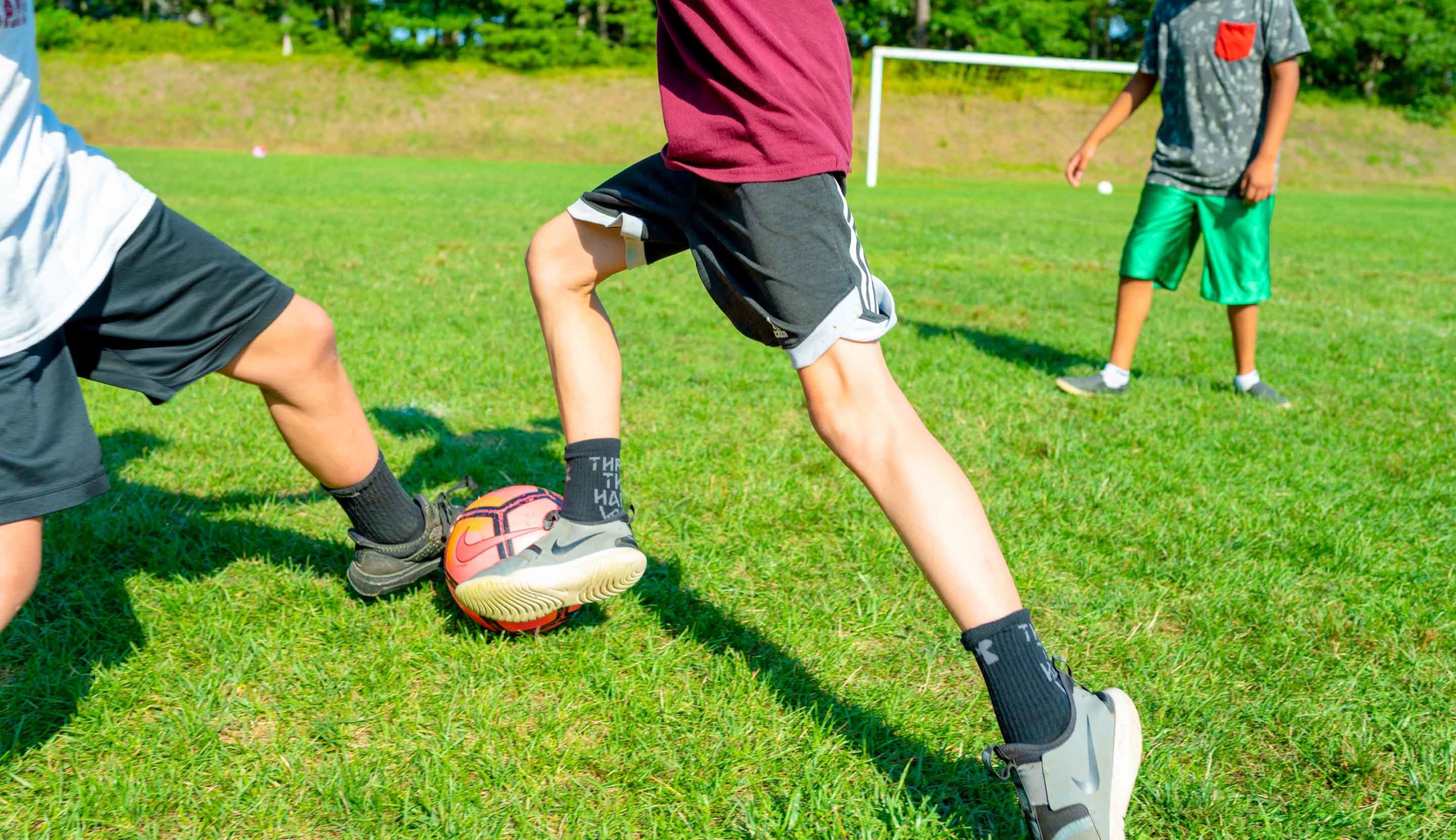 Campers playing soccer